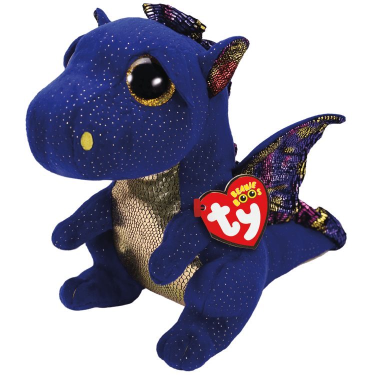 TY: Beanie Boos: Medium: Saffire (Blue Speckled Dragon)