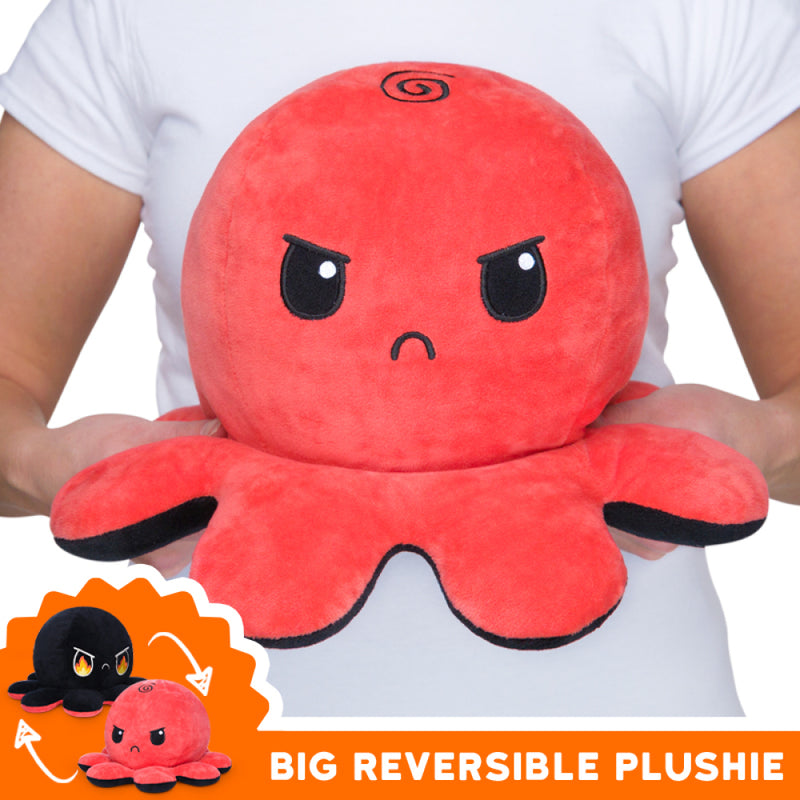 Reversible BIG Octopus Plushie: Angry Red/Rage Black