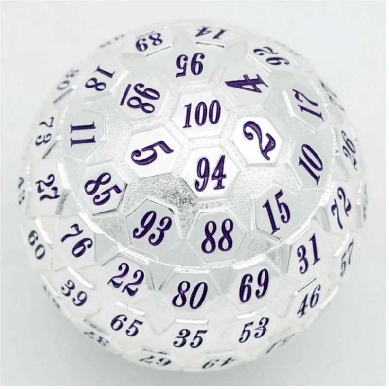Foam Brain Games 45mm Metal D100 - Platinum with Purple